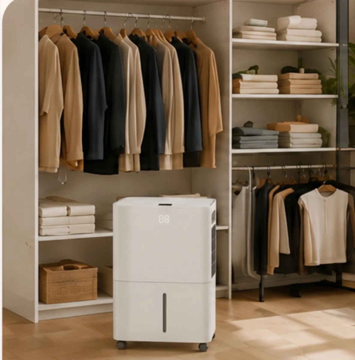 MD001 dehumidifier in a closet